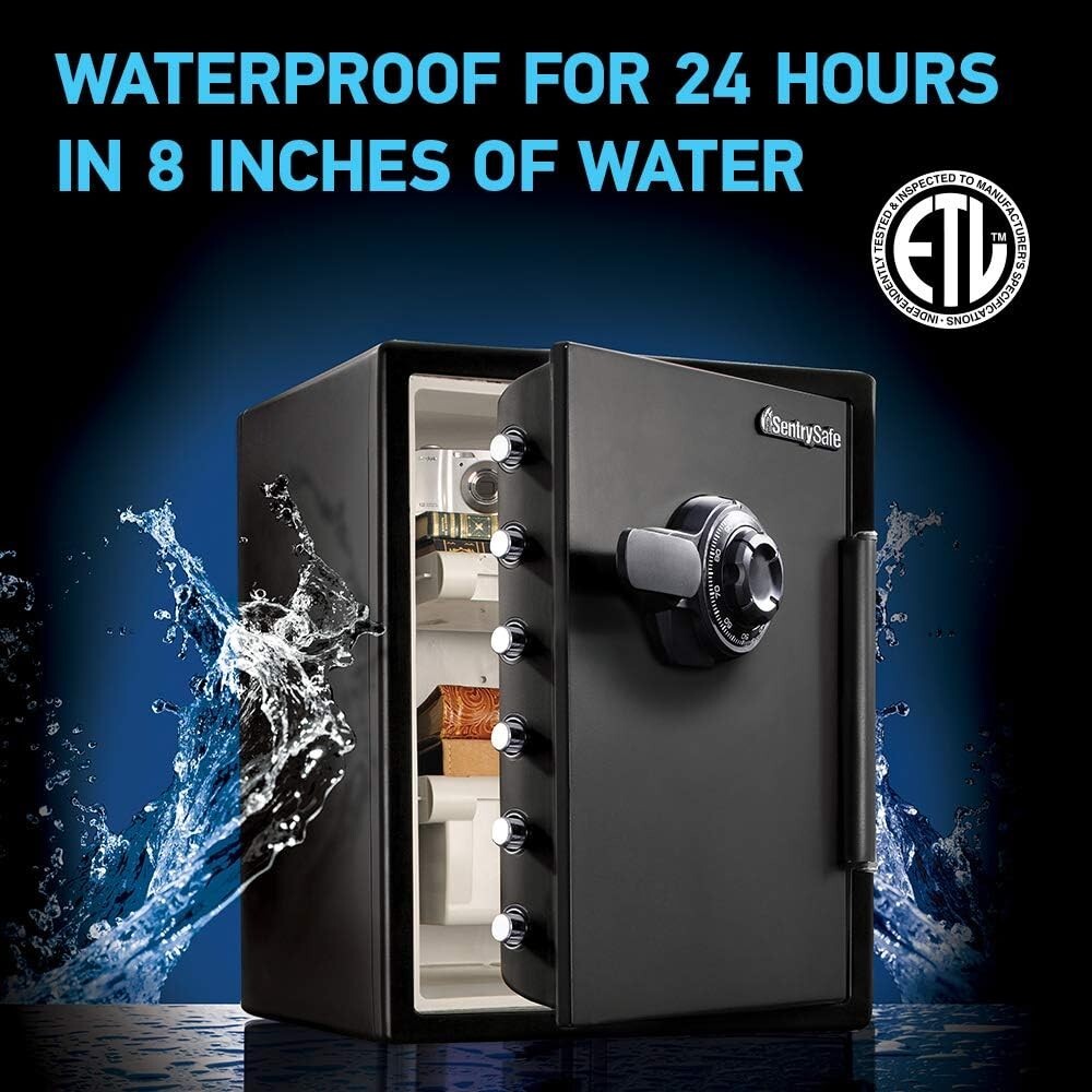 Spacious 2.05 Cu.Ft. Black Fireproof & Waterproof Safe with Adjustable Shelves