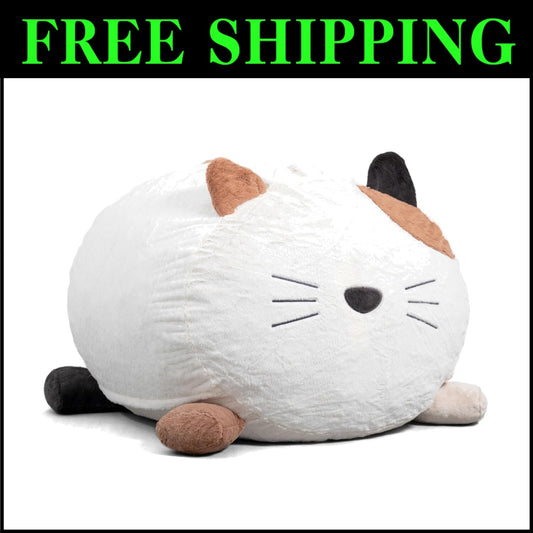 Francesca Feline Plush Bean Bag Chair with Removable Cover - Cozy 3ft Fun