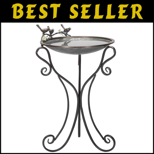 Classic Vintage Metal Birdbath with Figural Twigs for Charming Outdoor Spaces