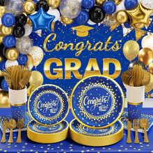 Load image into Gallery viewer, 2025 Graduation Party Supplies - 245 PCS Blue &amp; Gold Complete Decoration Kit