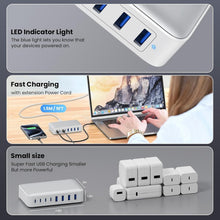 Load image into Gallery viewer, Fast 200W USB C Charging Station with 8 Ports - Ideal for Multiple Devices