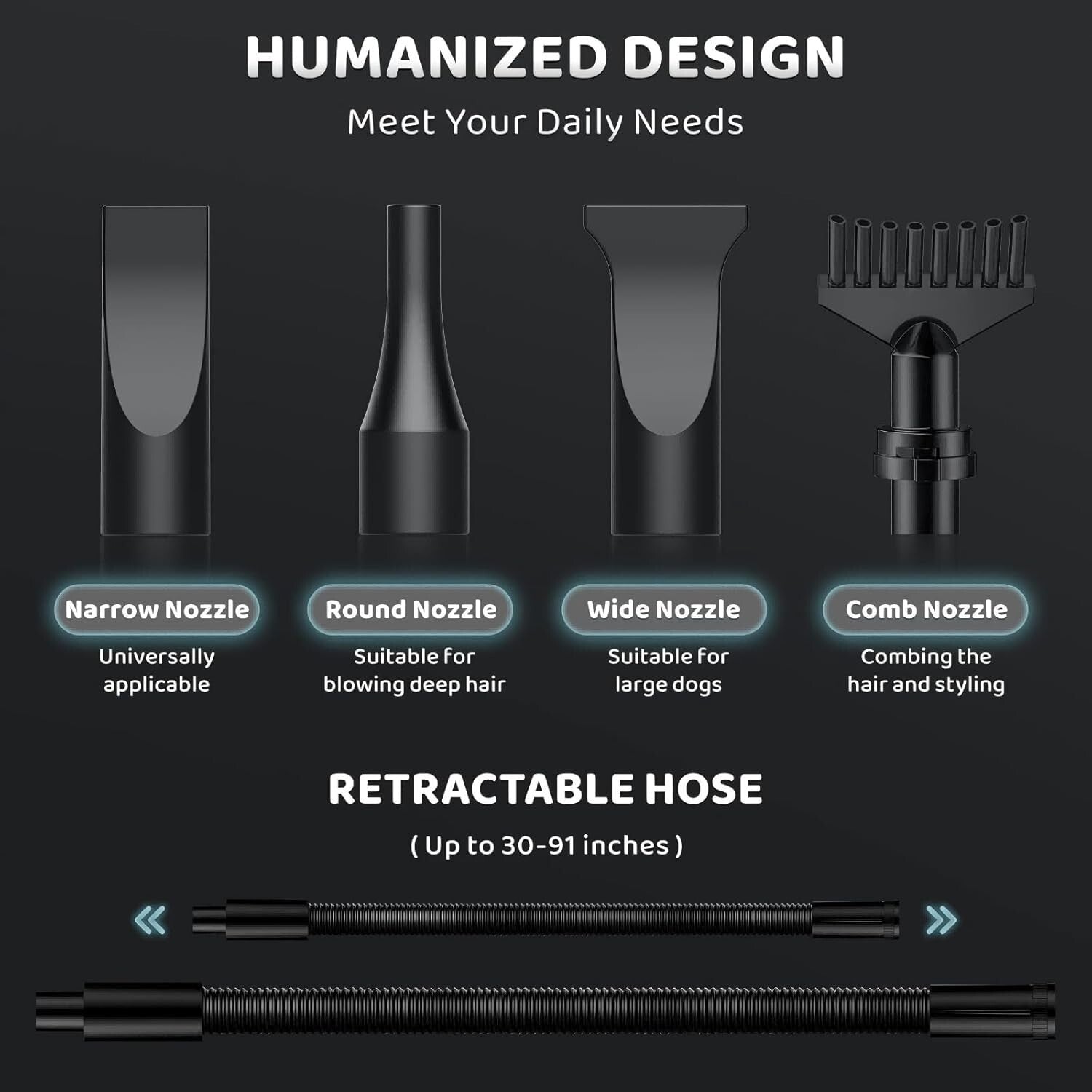 Metal Dog Hair Dryer - 3800W High Velocity with Adjustable Settings & Insulation