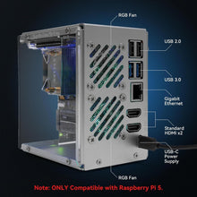 Load image into Gallery viewer, Durable Aluminum Raspberry Pi 5 Mini PC Case with OLED Display &amp; RGB Lighting