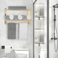 Load image into Gallery viewer, Space-Saving 3-Tier Towel Rack in Brushed Gold - Easy Screw Installation