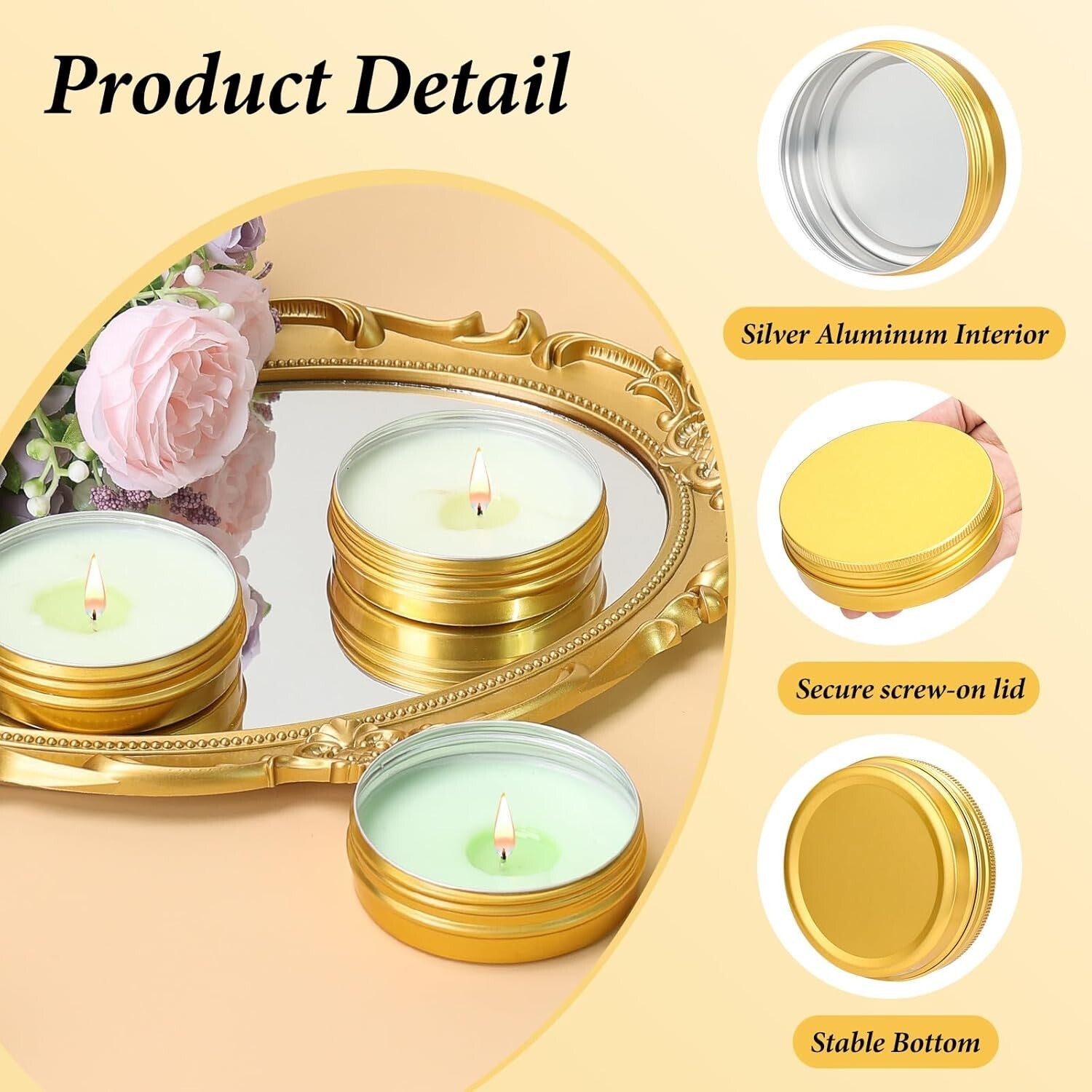 Durable Round 4 oz Aluminum Tins – Eco-Friendly Screw-Top Containers, 50 Pack