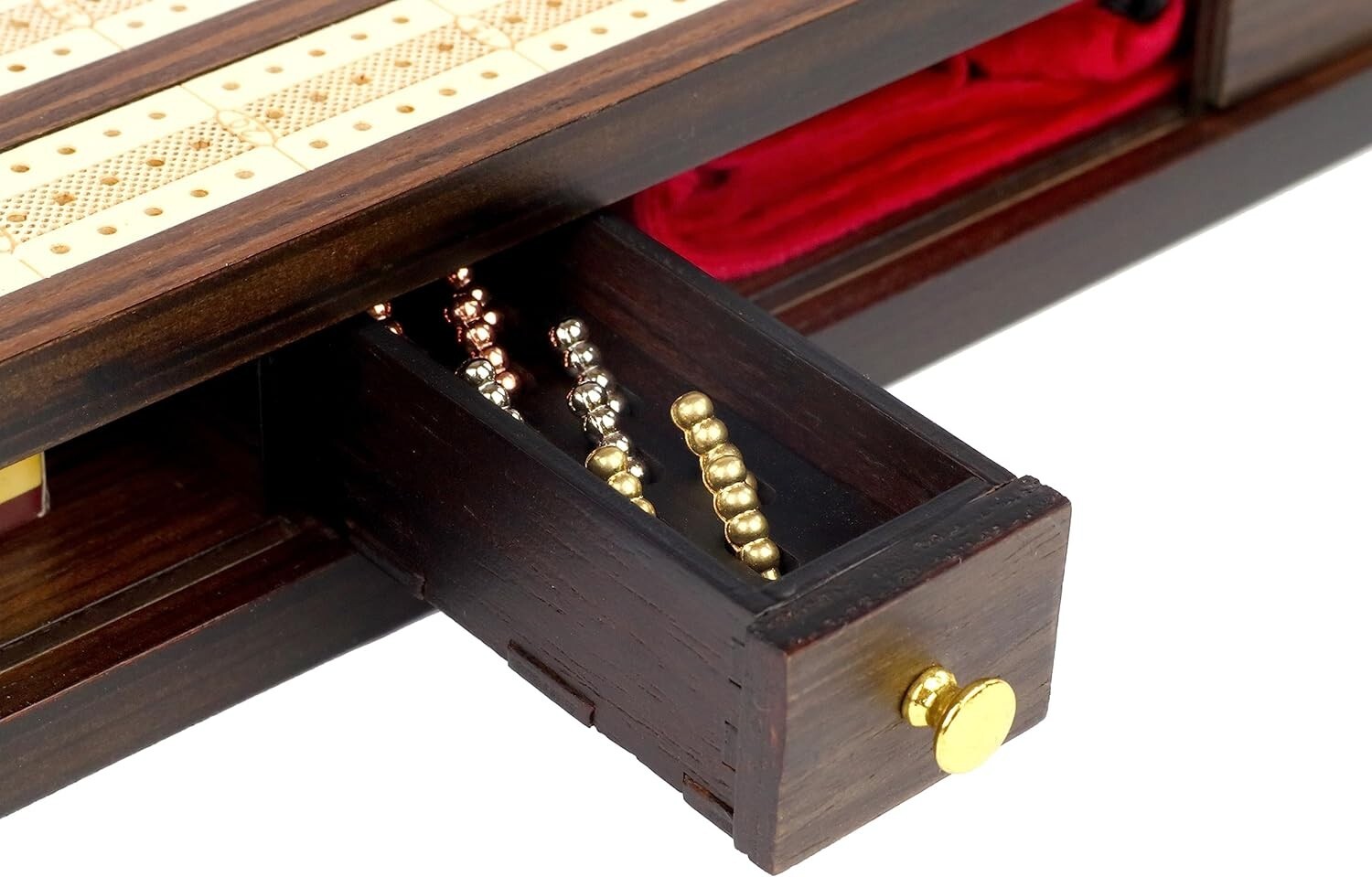 Elegant Cribbage Board Game Set with Integrated Card Storage & Compact Design