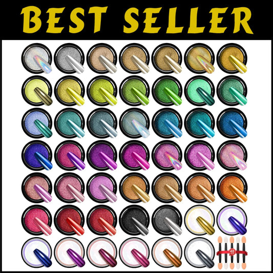 Nail Art Made Easy: 48 Color Chrome Powder Set with Applicators Included