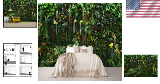 Elegant Botanical Silk Mural Wallpaper - Waterproof, Non-Adhesive, 195" x 120"