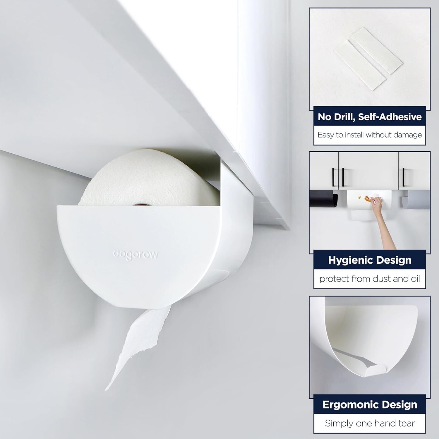 Elegant Under Cabinet Paper Towel Holder - Space-Saving Self-Adhesive Design