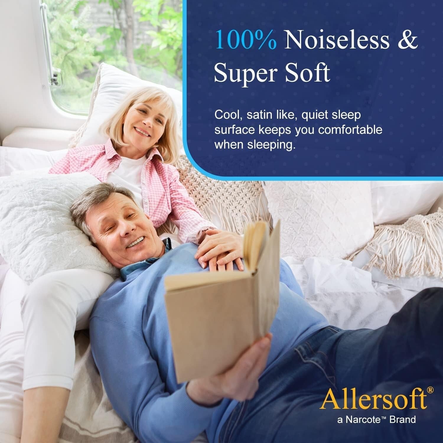 Flexible Fit Waterproof RV Mattress Cover with Allergy Protection - Queen Size