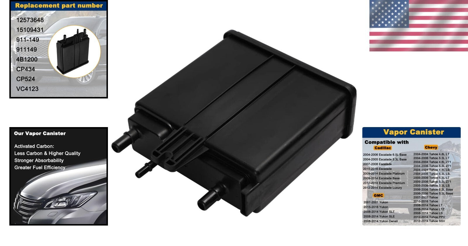 Fuel Evap Charcoal Vapor Canister for Escalade, Tahoe & Yukon 04-16 Replacement