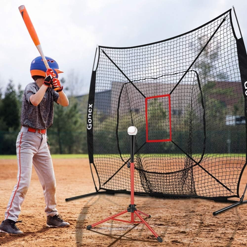 Durable 7' x 7' Softball Practice Net with High-Strength Frame & Carrying Bag