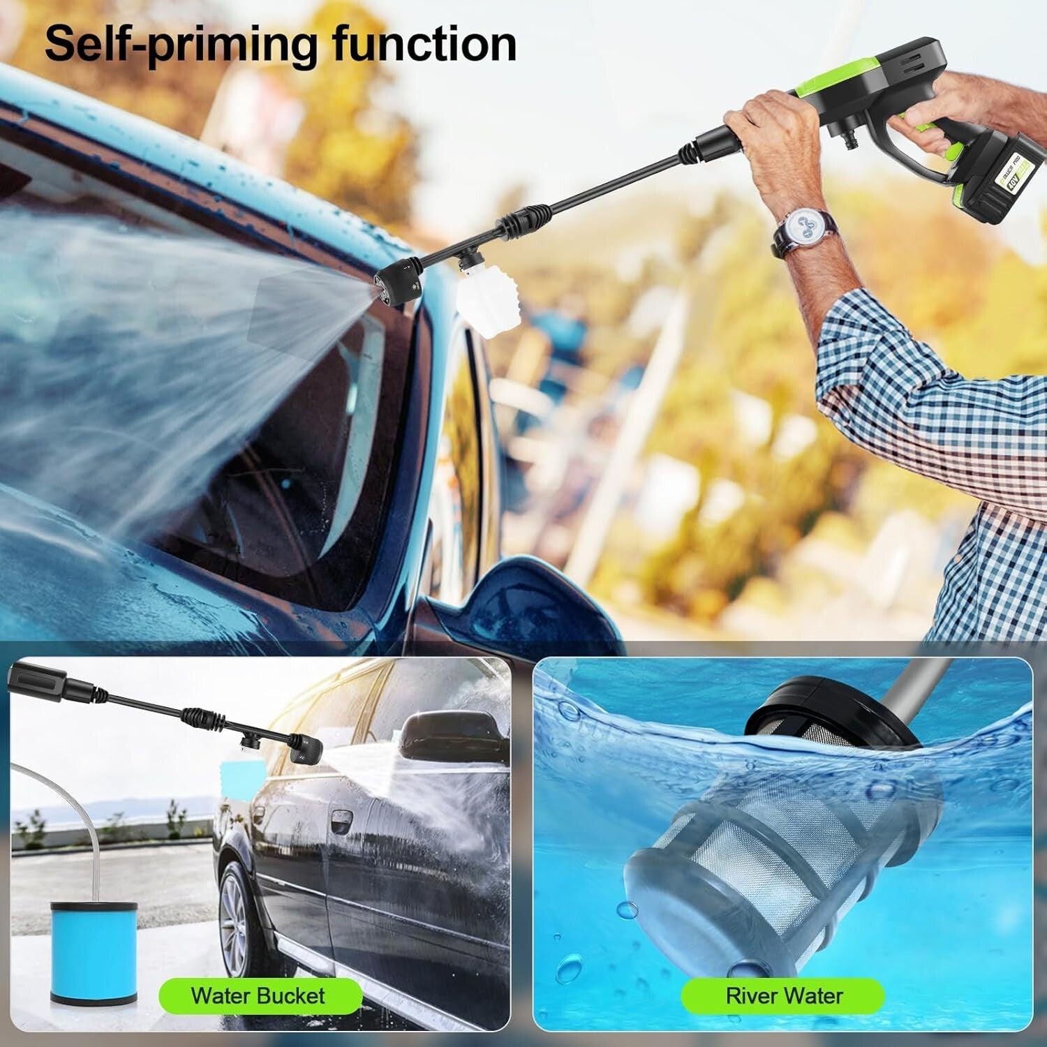 960 PSI Cordless Power Washer with 6-in-1 Nozzle & Soap Container Included