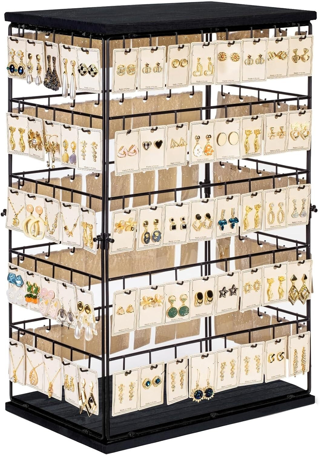 Rustic Earring Display Stand with 130 Hooks - Large Jewelry Organizer Tower