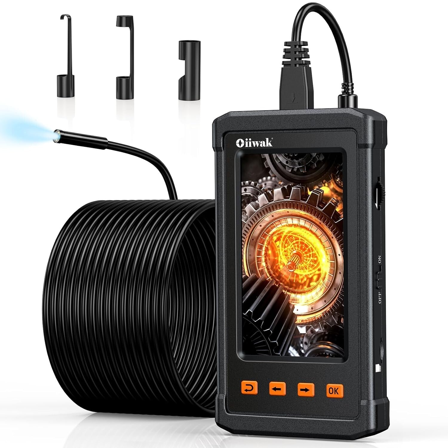 Waterproof Snake Borescope Camera - 4.3" IPS Screen for Pipe & Sewer Inspection