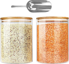 Load image into Gallery viewer, Eco-Friendly 100oz Glass Jars with Bamboo Lids - Perfect for Pantry Organization