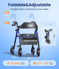 Load image into Gallery viewer, Lightweight Aluminum Walker for Seniors - Foldable, Adjustable Height &amp; Storage