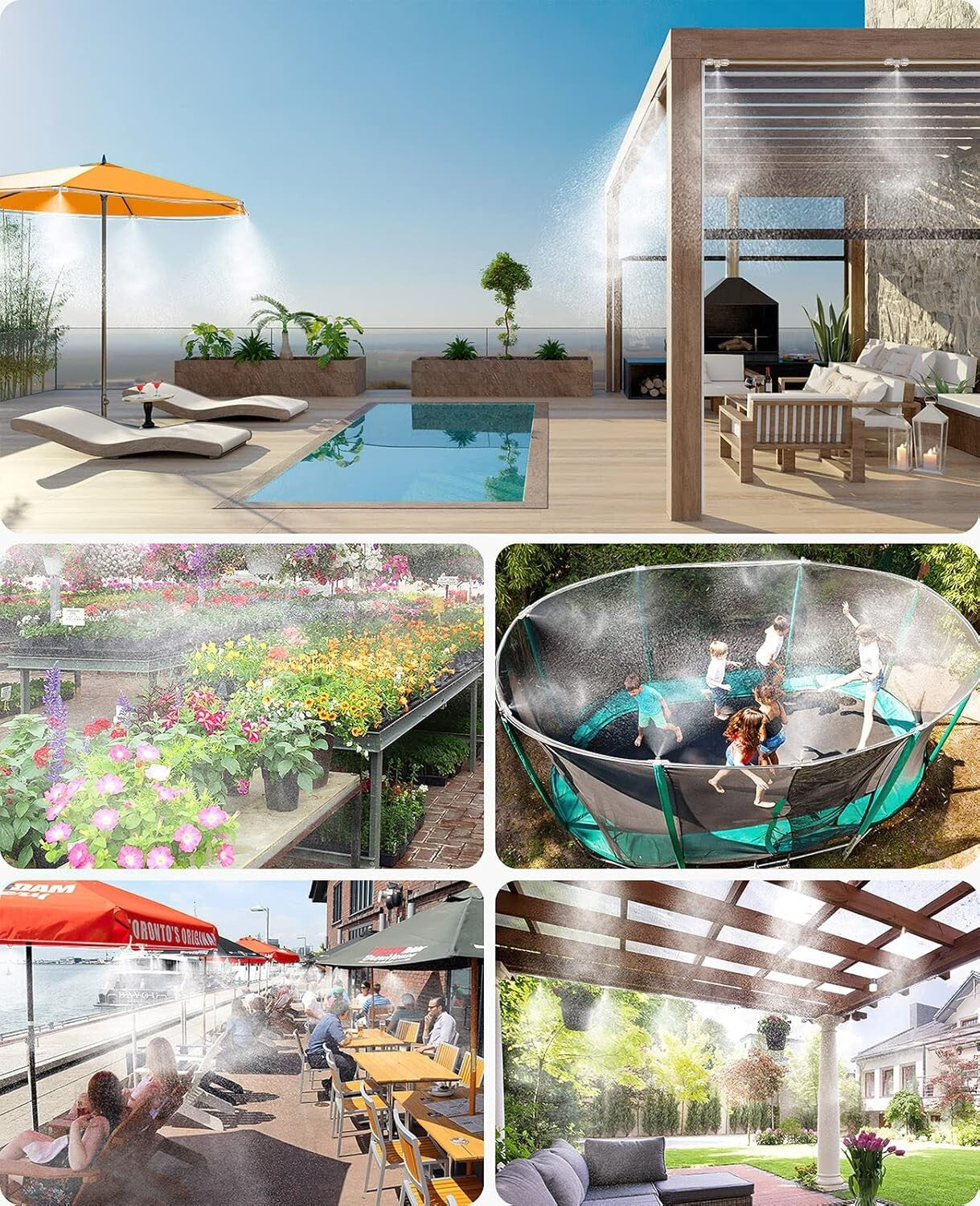 92FT Misting Cooling System with 26 Brass Nozzles for Ultimate Outdoor Comfort