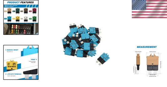 ATC/ATO 15A Circuit Breakers - 25 Pack Low Profile for Compact Installations