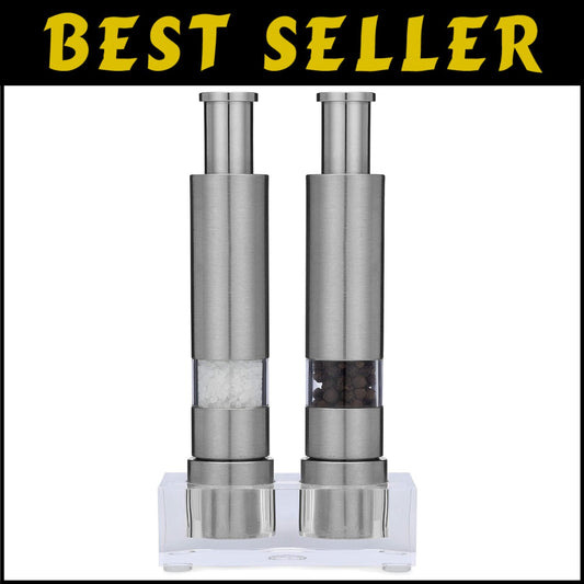 Sleek Manual Salt and Pepper Mills with Refillable Acrylic Body - Trendy Design