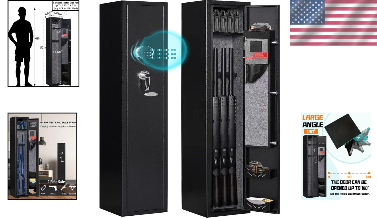 2-Gun Electronic Safety Cabinet for Rifles & Pistols - Quick Access Security