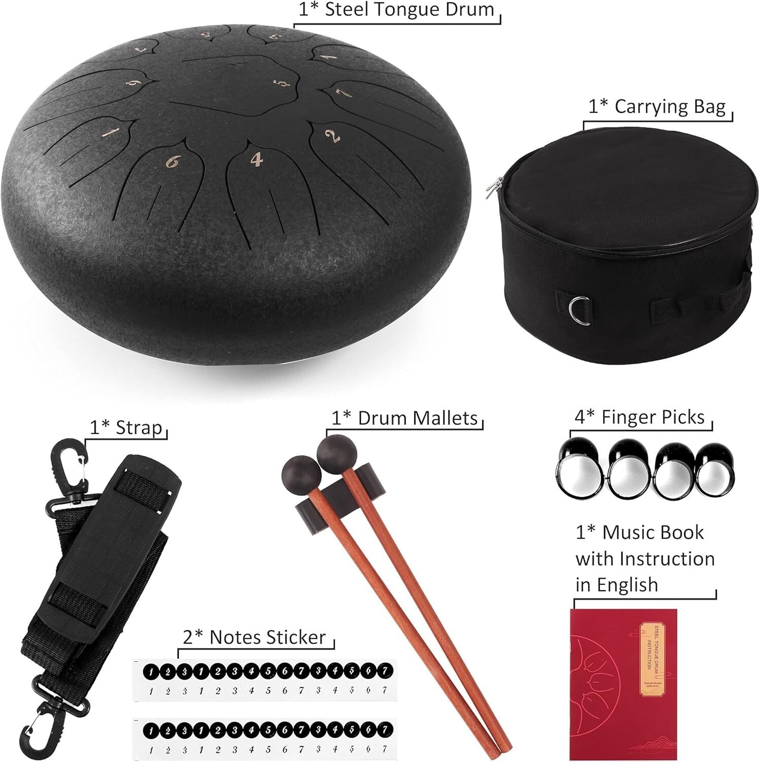 Ethereal 12-Inch Steel Tongue Drum with 11 Notes - Perfect for Meditation & Yoga