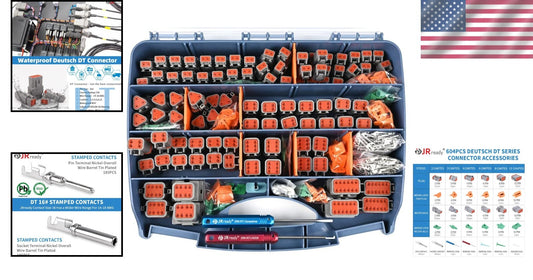 604PCS DT Deutsch Connector Kit - Versatile 2 to 12 Pin, AWG 14-18