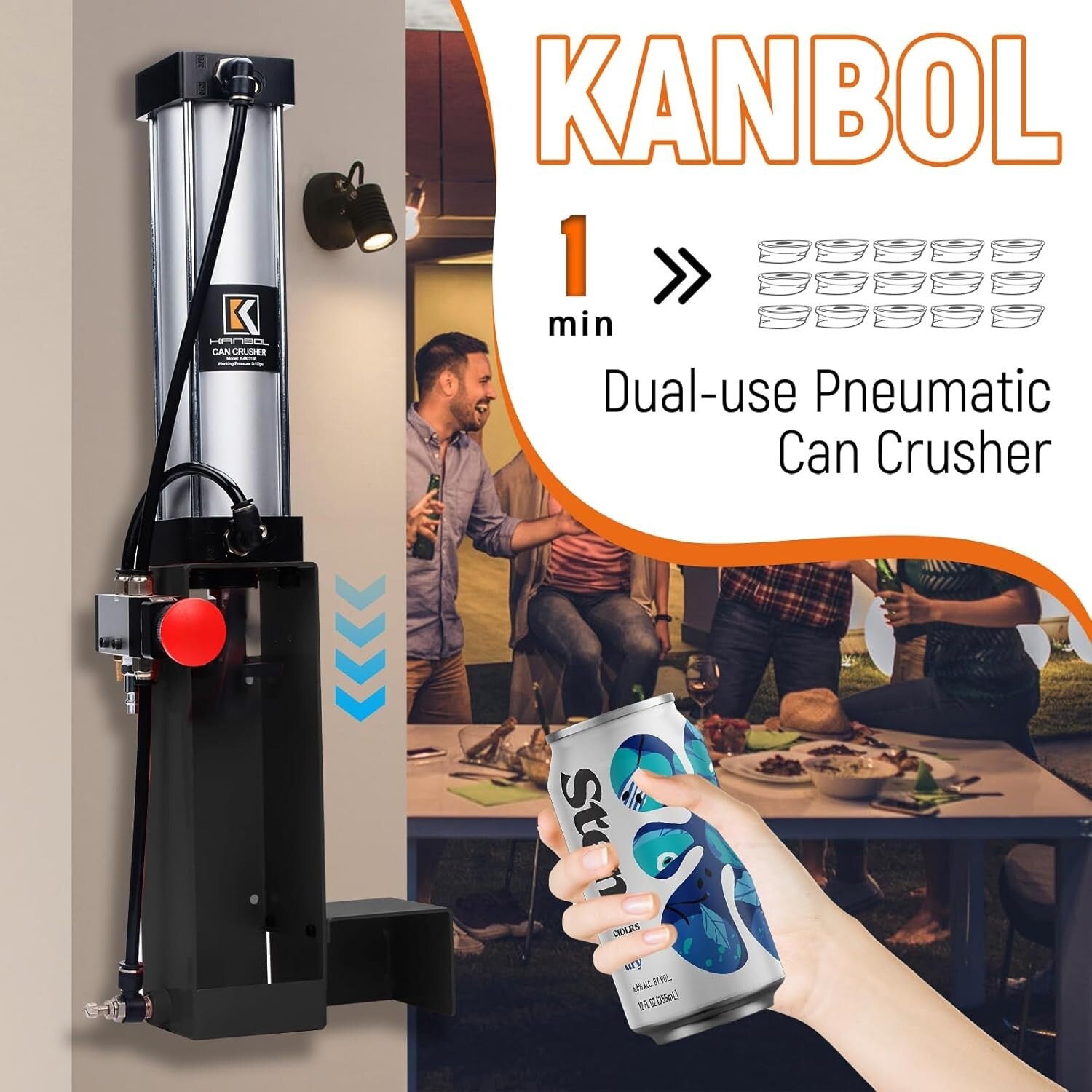 Automatic Aluminum Can Crusher for 12oz-24oz - Space Saving Wall-Mounted Gift