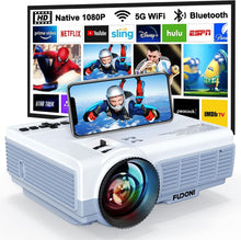 Load image into Gallery viewer, Home Theater Projector: 1080P, 14000L Brightness, 5G WiFi &amp; Bluetooth Connection