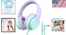 Load image into Gallery viewer, Child-Friendly Foldable Headphones with Mic - Adjustable Over-Ear Kids' Audio