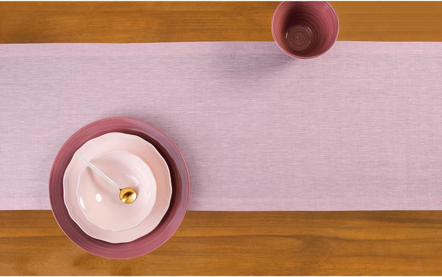 Luxe Solid Bubblegum Pink Linen Table Runner 120 Inches Long - Athena Collection