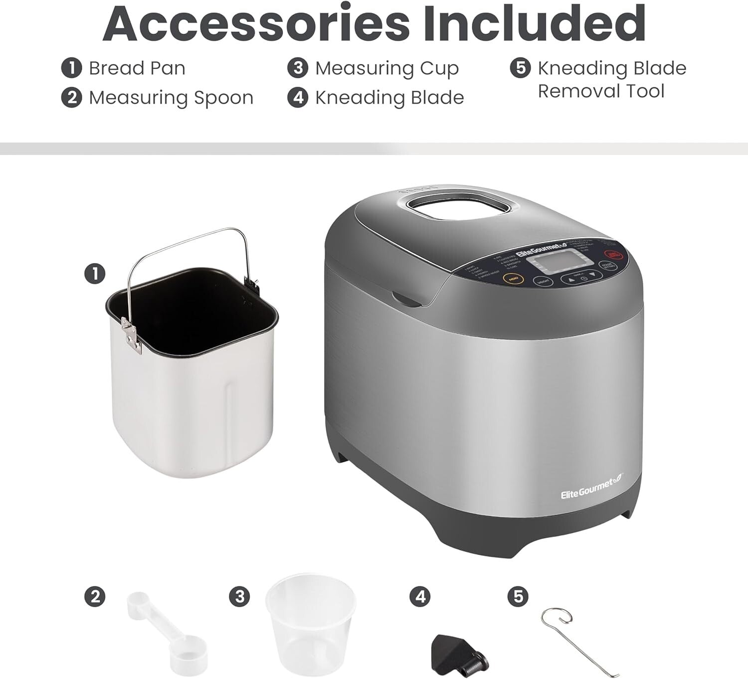 Stainless Steel Bread Maker: 19 Menu Functions & Custom Loaf Sizes Options