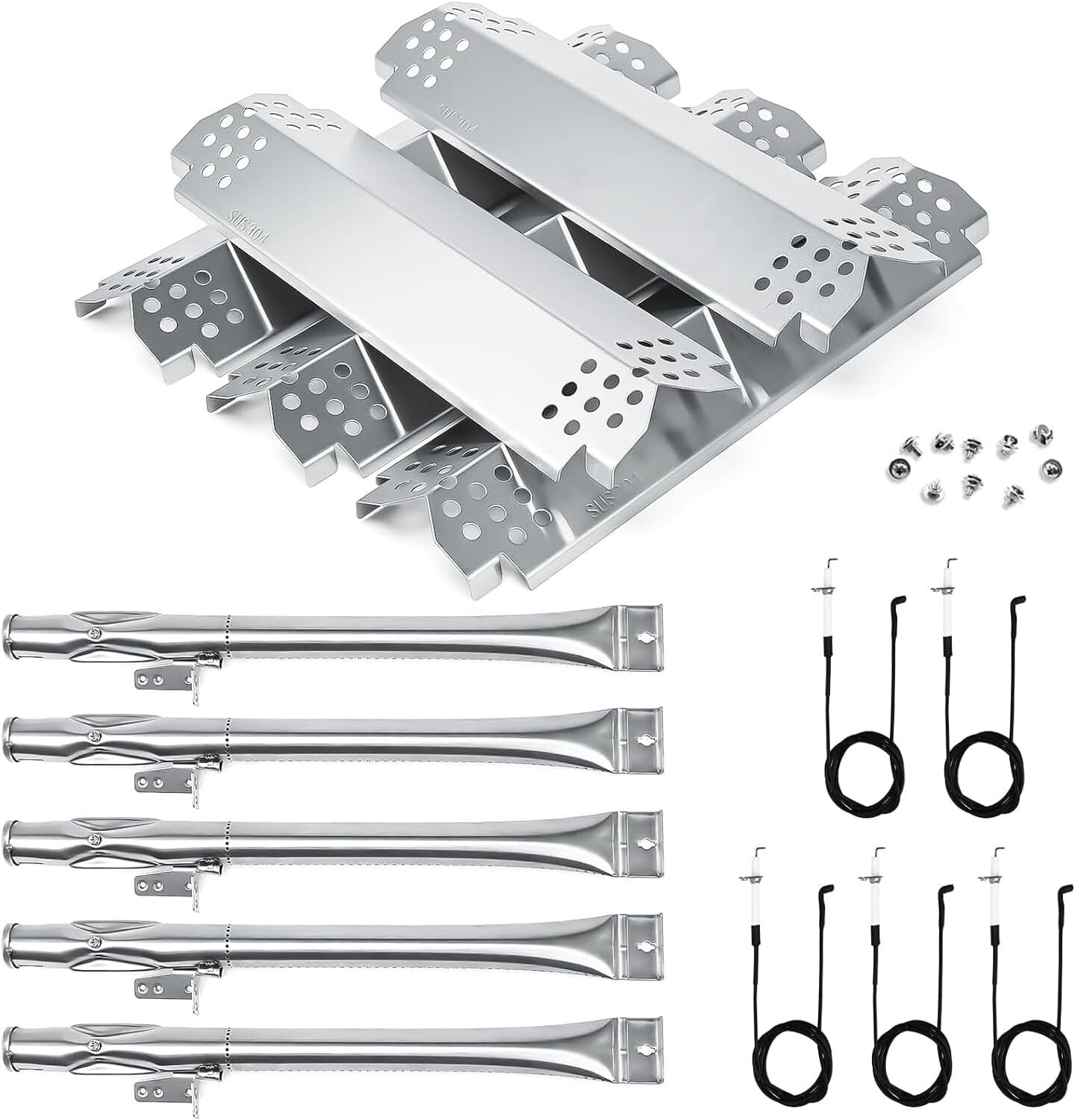 Nexgrill Replacement Parts Kit: Stainless Steel Burners & Heat Plates, 5 Pack
