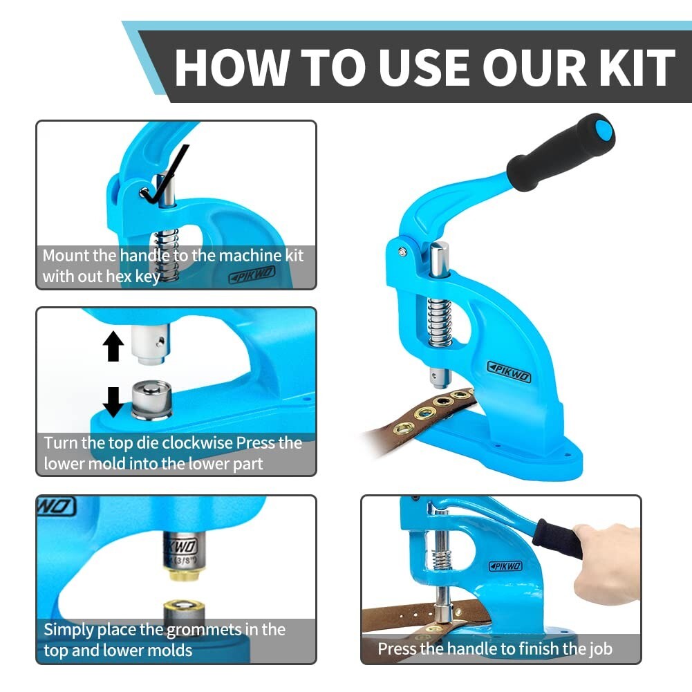 Versatile Self-Piercing Grommet Machine with 900 Nickel-Plated Grommets Included