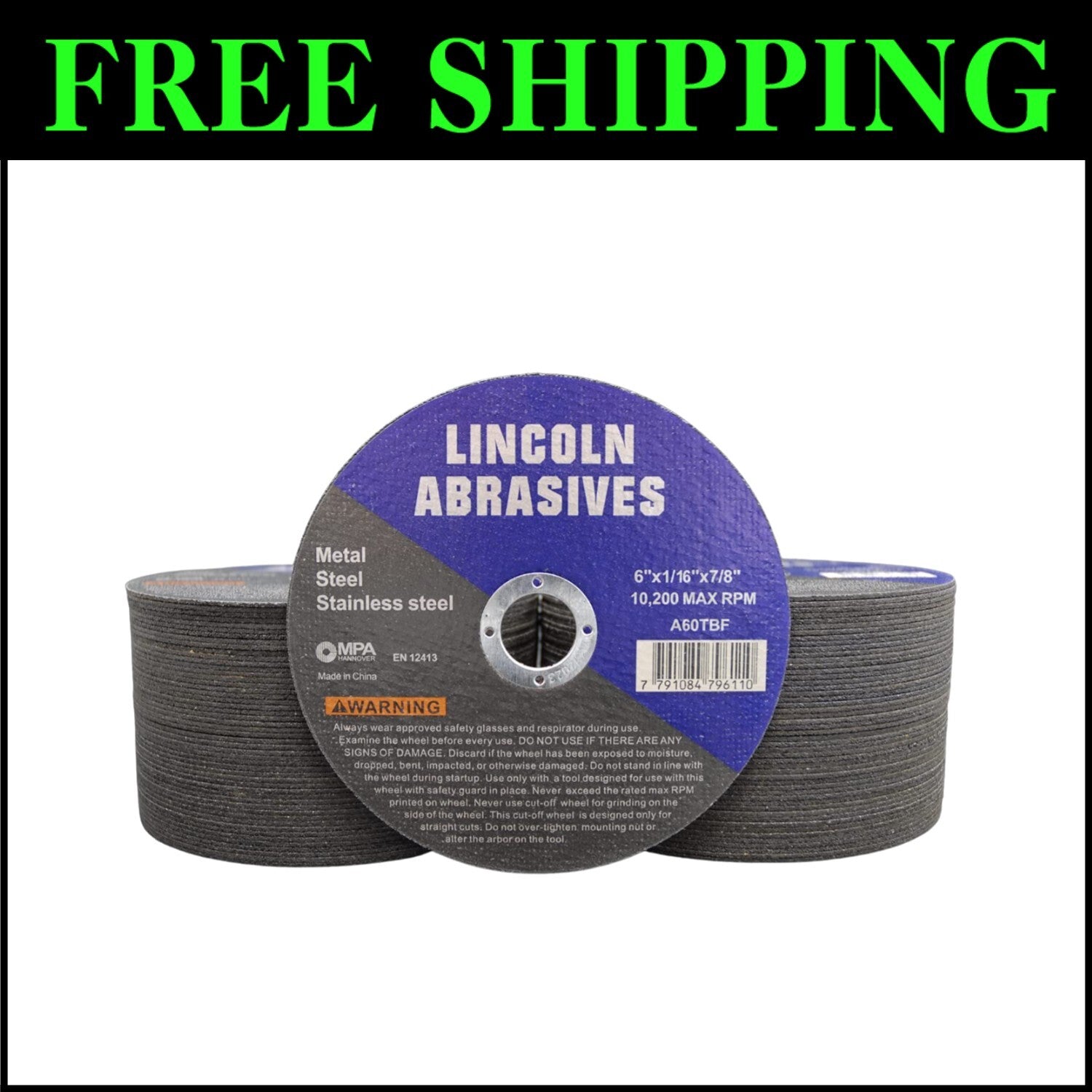 Durable 6" Aluminum Oxide Cut-Off Wheels - 100 Pack for Versatile Cutting