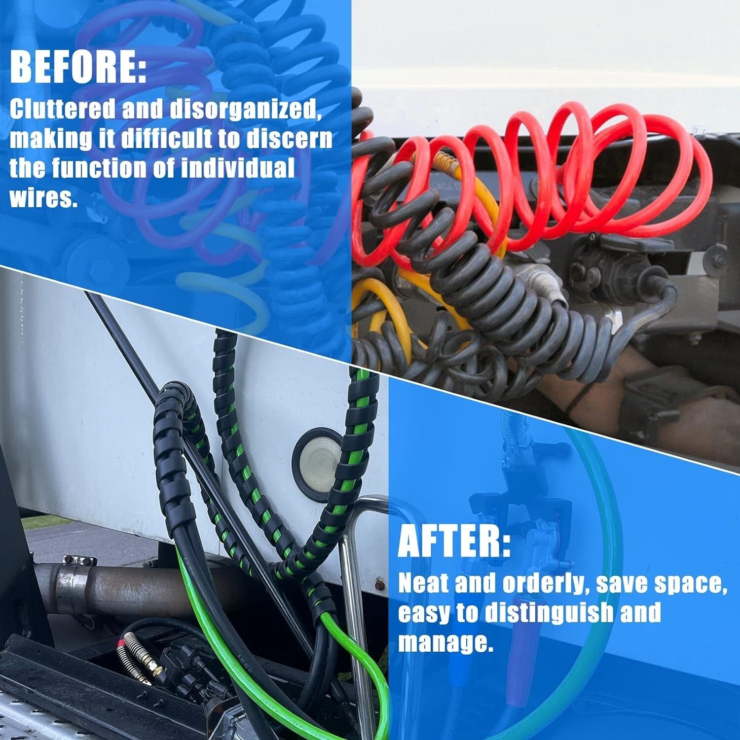 15ft 3-in-1 Truck Air Line Hose - Glad Hands & Reliable Power Connection