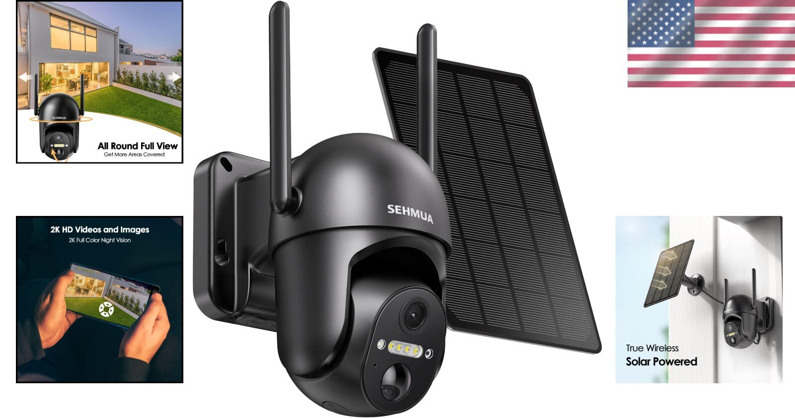 Wireless Outdoor Camera with Night Vision & PIR Motion Detection, 2K Resolution