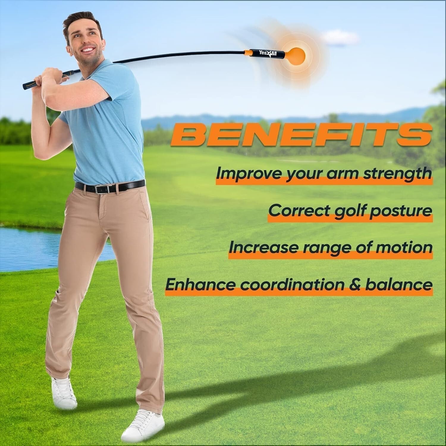 Portable 48-Inch Golf Swing Trainer for Enhanced Tempo and Balance - 6 to 30 LB
