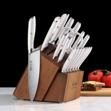 Load image into Gallery viewer, Comprehensive 17-Piece White Knife Set - Ergonomic Handles &amp; Full Tang Design