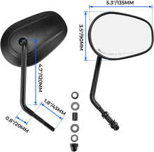 Load image into Gallery viewer, Long Stem Oval Motorcycle Mirrors with 360° Adjustability - Black Aluminum Pair