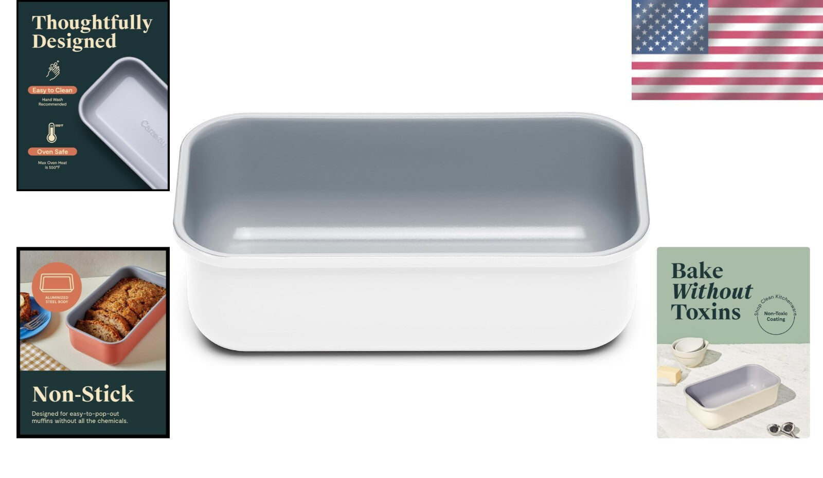 Non-Stick 1 lb Ceramic Loaf Pan - Eco-Friendly Baking Tool for Pound Cakes