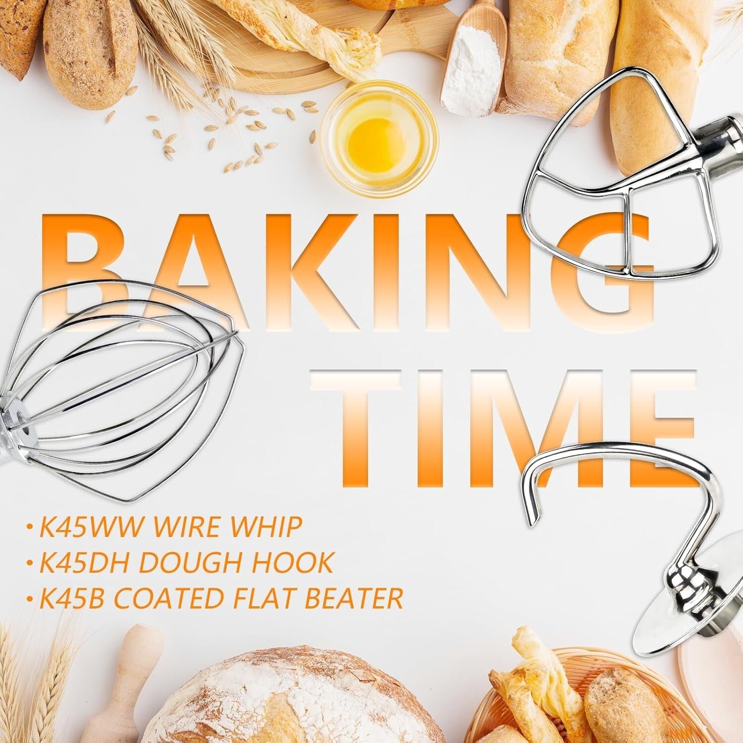 Stainless Steel Mixer Accessories Set for KitchenAid Tilt-Head Mixers - 3 Pieces