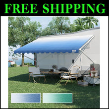 Load image into Gallery viewer, Durable Vinyl Awning Canopy - 14' Blue Fade Replacement for Trailers &amp; Campers