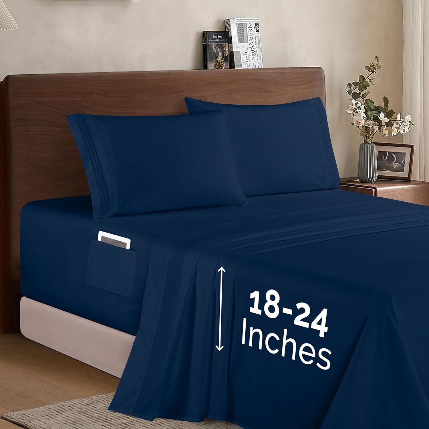 Elegant King Sheet Set with 1500 Thread Count, Deep Pocket for Thick Mattresses