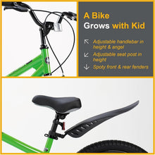 Load image into Gallery viewer, Bright Green Kids Bike 20 Inch with Kickstand &amp; Fun Accessories for Ages 3-10