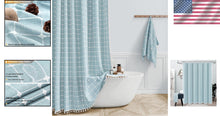 Load image into Gallery viewer, Long Tassel Shower Curtain 72x84 Inch - Premium Linen Blend for Modern Bathrooms