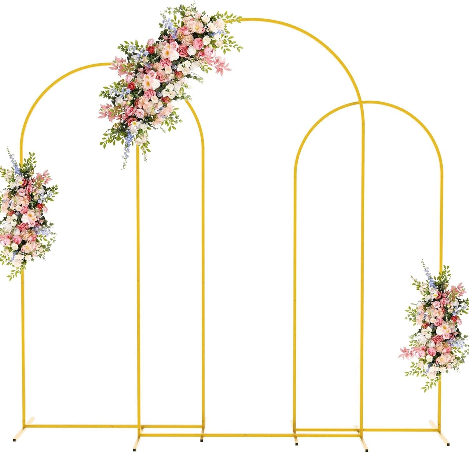 Elegant Gold Wedding Arch Stand Set of 3 - 7.2FT, 6.6FT & 6FT Backdrop Frame