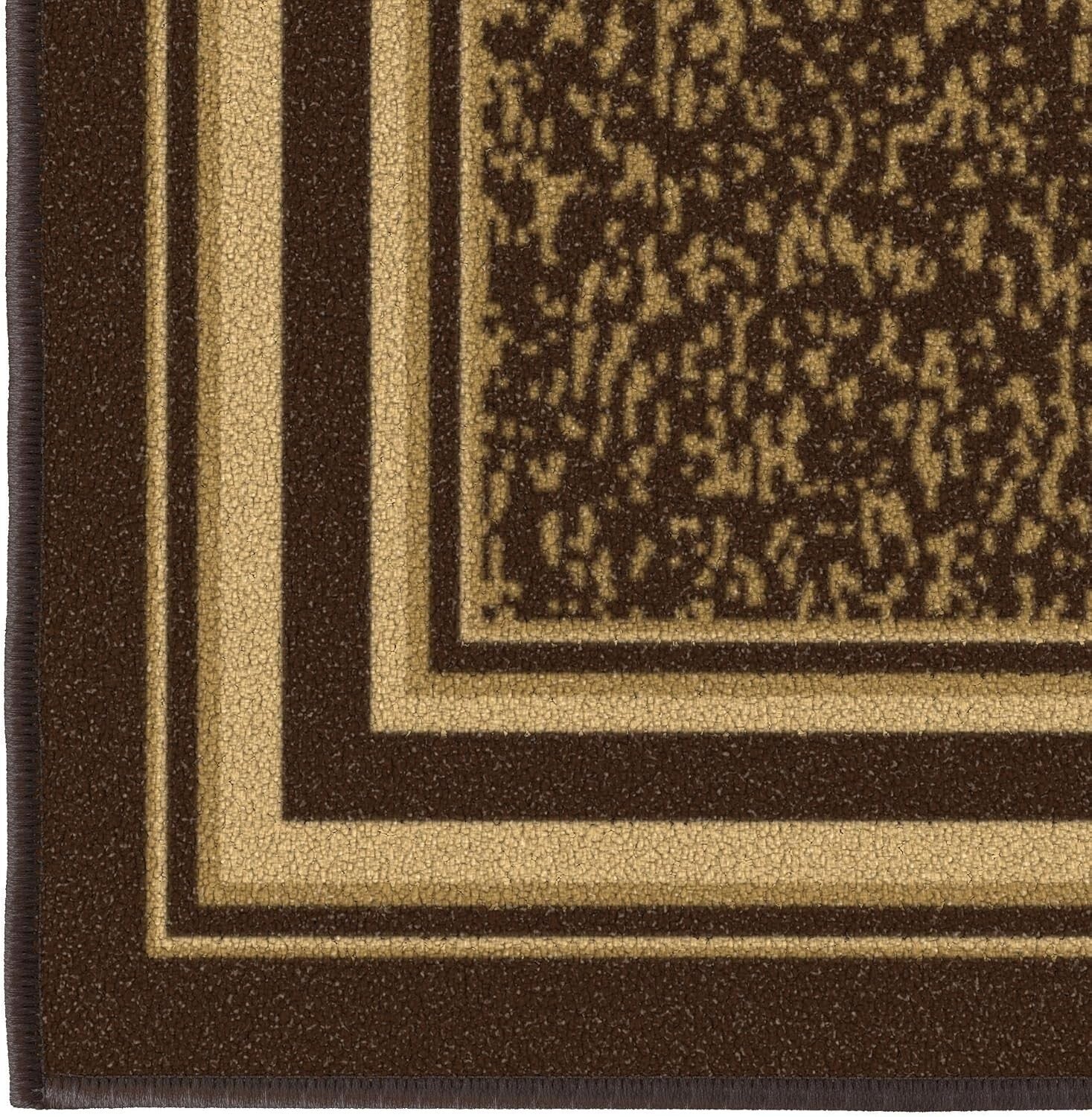 Non-Slip Brown Polypropylene Runner Rug 2'7" x 9'10" for High Traffic Areas