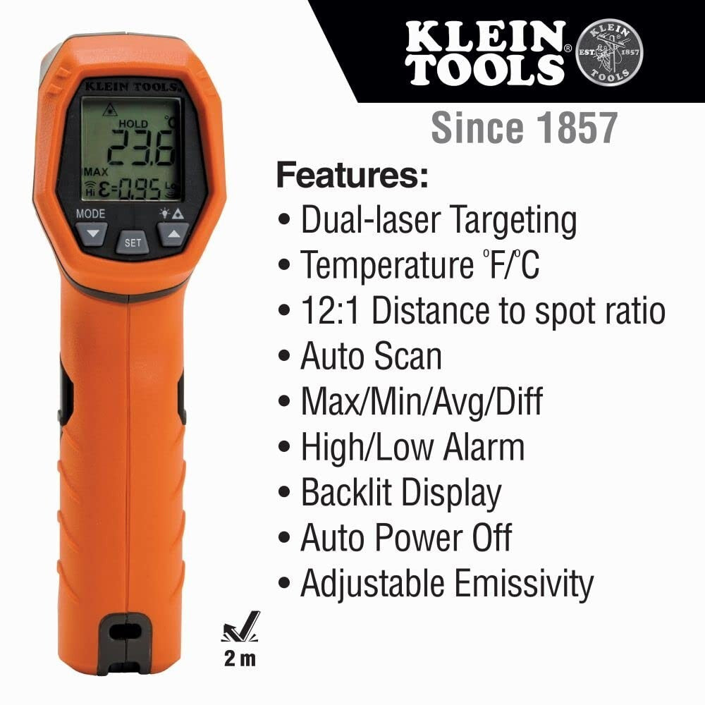 Advanced Digital Thermometer Gun with Dual Laser & Backlit Display, -22F to 752F