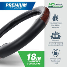Load image into Gallery viewer, Easy Installation Woodgrain Leather Steering Wheel Cover for 18” Steering Wheels